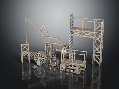 Wooden Crane And Scaffold Model Inspired Furniture Design Elements 3d model