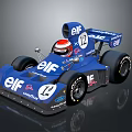 Blue Vintage Formula Race Car With ELF Ford Goodyear Logos Rear Wing Number 12