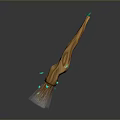 Magical Wooden Broomstick With Glowing Blue Tips And Enchanted Bristle Design