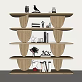 Nordic Solid Wood Bookshelf Display Rack 3d model