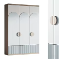 Modern Storage Cabinet With Arched Doors Circular Knobs And Striped Base 3d model