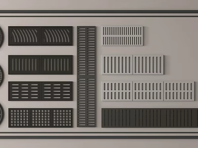 Essential Road Infrastructure Components Featuring Various Drainage Grates And Ventilation Panels 3d model