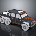 Six-Wheel Military Truck With Black And Brown Textured Body White Roof And Reflective Surface