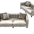 Light Grey Two Seater Sofa With Tufted Back Decorative Pillows And Black Legs 3d model