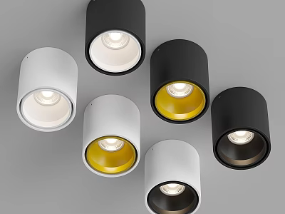 Modern Downlights And Spotlights With Black White And Yellow Color Options For Interior Lighting 3d model