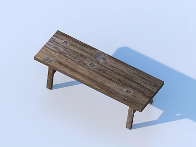 Rustic Solid Wood Bench With Natural Grain And Simple Design For Home Decor 3d model