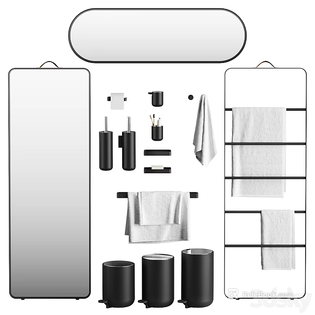 Bathroom Essentials With Towel Racks And Toiletries 3d model 