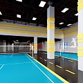 Industrial wind gym octagonal cage cycling badminton court 3d model