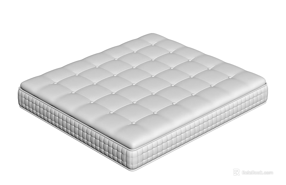 Soft Supportive White Mattress With Quilted Pattern And Stitched Edges 3d model 