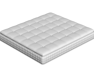 Soft Supportive White Mattress With Quilted Pattern And Stitched Edges 3d model