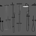 Modern Black Shower Systems With Multiple Styles Including Handheld And Rainfall Heads For Bathroom 3d model
