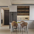 Modern Dining and Living Room Interior With Table Chairs Sofa And Decorative Wall Art