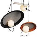 Modern Oval Pendant Lights With Black Orange Frames And White Spherical Shades