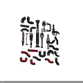 Plumbing Pipe Fittings Collection Of Various Types And Shapes With Red Black Connectors