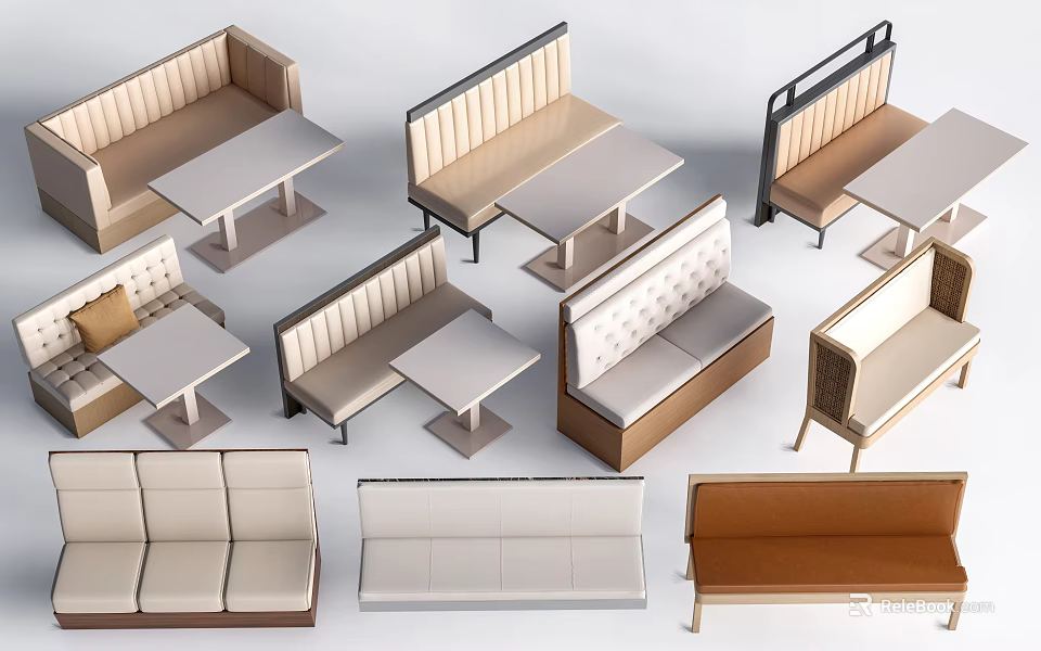 Stylish Single Sofa Designs With Upholstered Backs And Matching Tables 3d model