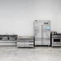 Stainless Steel Kitchen Appliances With Refrigerator Stove Sink In Modern Setup