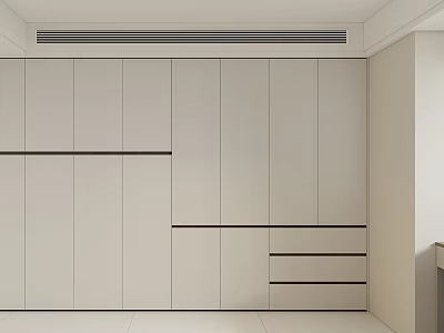Modern All White Built In Wardrobe Design With Drawers And Cabinet Doors 3d model