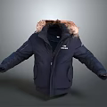 Columbia Dark Blue Jacket With Fur Collar And Warm Pockets Design
