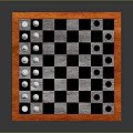 Classic Chessboard With Black White Squares And Orange Frame With Chess Pieces
