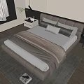 Double bedside table chandelier carpet pillow ornaments 3d model