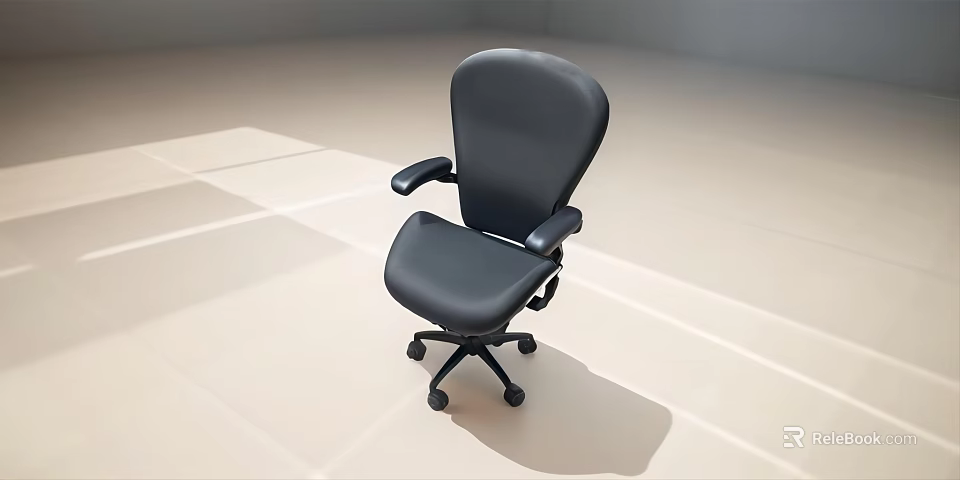 Ergonomic Black Office Chair With Armrests Swivel Wheels And Modern Design 3d model 