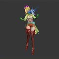 Game and Movie Character Anime Style 3D Model with Cat Ears White Top Red Shorts