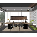 Modern Tea Room Interior With Wooden Table Chairs Green Plants And Natural Light