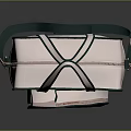 White Box Bag With Black Trim Two Handles And Round Stripe Decoration