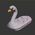 White Swan Shaped Inflatable Pool Float With Yellow Beak And Cup Holders 3d model