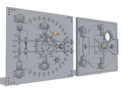 Heavy Duty Industrial Metal Gate With Mechanical Structure And Bolted Security Details 3d model