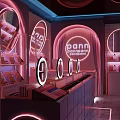 Pannn Modern Specialty Store With Neon Lights Displaying Stylish Shoes On Shelves