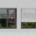 Window Blinds In Modern Interior With Natural View And Green Trees 3d model