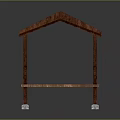 Wooden Pavilion With Blue Roof Wooden Platform Railings And Support Pillars