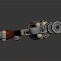 Sci Fi Revolver Weapon With Metallic Design Blue Accents And Bullets 3d model