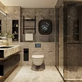 Modern Luxury Bathroom With Marble Tiles Smart Fixtures Glass Shower And Stylish Vanity Cabinet