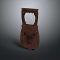 Handcrafted Wooden String Instrument With Carved Face Design And Strings