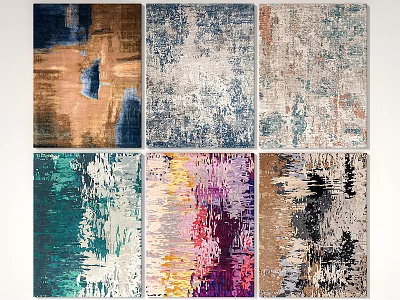 Various Square Rug Designs With Colorful Patterns And Textured Surfaces 3d model