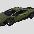 Green Sports Car With Aerodynamic Body Black Accents Rear Spoiler And Sporty Design