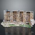 Ancient Stone Ruins Model with Historical Structure and Green Base