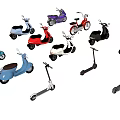 Various Colored Modern Scooter Motorcycles Collection With Different Design Styles