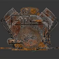Rusty Industrial Mechanical Equipment With Multiple Components And Worn Metal Surface 3d model