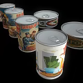 Various Types of Canned Food With Different Brands and Vintage Labels in Classic Metal Containers