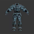 Blue Armored Mech Warrior With Humanoid Mechanical Structure And Detailed Design