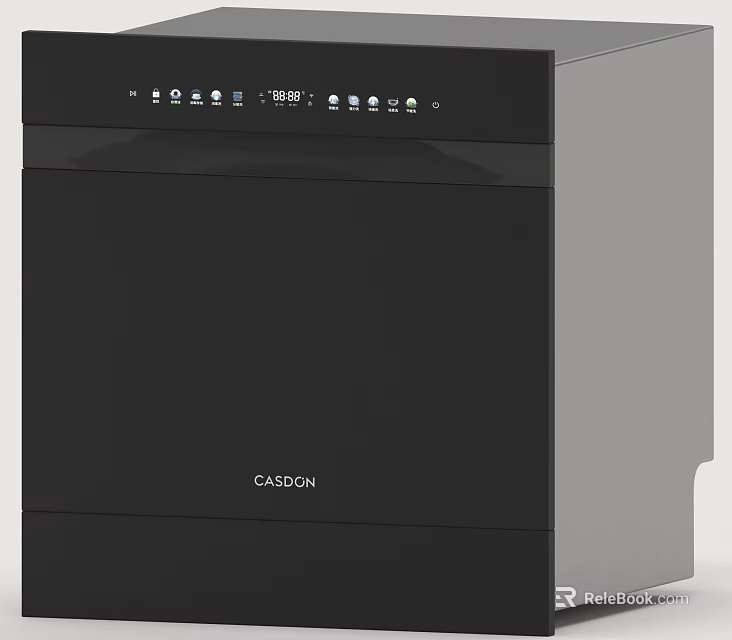 CASDON Black Sleek Modern Kitchen Appliance With Top Control Panel Design 3d model 