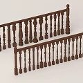 Wooden Railing Design with Decorative Balusters Brown Finish Classic Style Details
