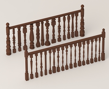 European Stair Handrail Solid Wood Guardrail Fence Guardrail Column 3d model