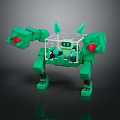 Small Character Piloting Green Mechanical Creature with Transparent Cockpit and Red Eyes 3d model