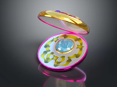 Fashion Accessories Open Jewelry Box With Blue Gemstone And Pink Gold Accents 3d model