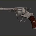 Vintage Revolver Weapon With Classic Design Wooden Grip And Worn Metal Parts