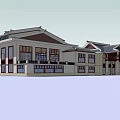 Traditional Modern Building Exterior With Sloped Roof White Facade And Multiple Windows